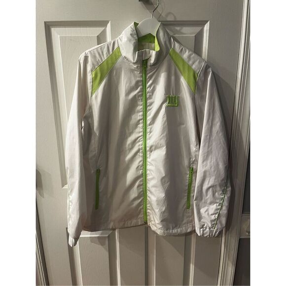 New York Giants NFL Team Apparel White & Green Embroidered Windbreaker Jacket sz - Picture 1 of 9